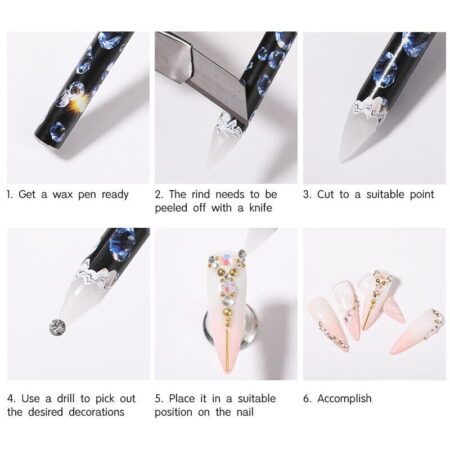 Στυλό Τοποθέτησης Στρας Νυχιών 12τμχ - Rhinestone Picker Wax Pen 12pcs - Image 2