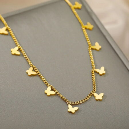 Γυναικείο Ατσάλινο Κολιέ Mε Πεταλούδες – Women’s Steel Necklace - Image 4