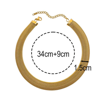 Γυναικείο  Κολιέ Χρυσό Με πλακέ Αλυσίδα – Women&apos;s Gold Steel Necklace With Flat Chain - Image 2