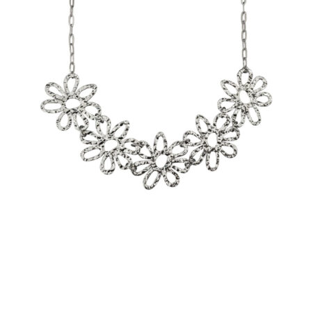 Γυναικείο Κολιέ Ατσάλινο Με Λουλούδια-Women&apos;s Steel Necklace With Flowers